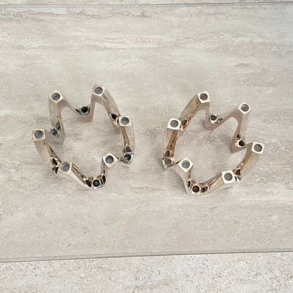 Set of 2 Dansk Candle Holder Crown Candelabra Jens Quistgaard Silverplate Danish - Picture 2 of 5